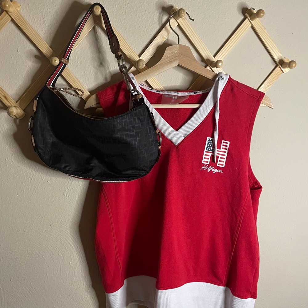 Tommy Hilfiger sleeveless hoodie and handbag